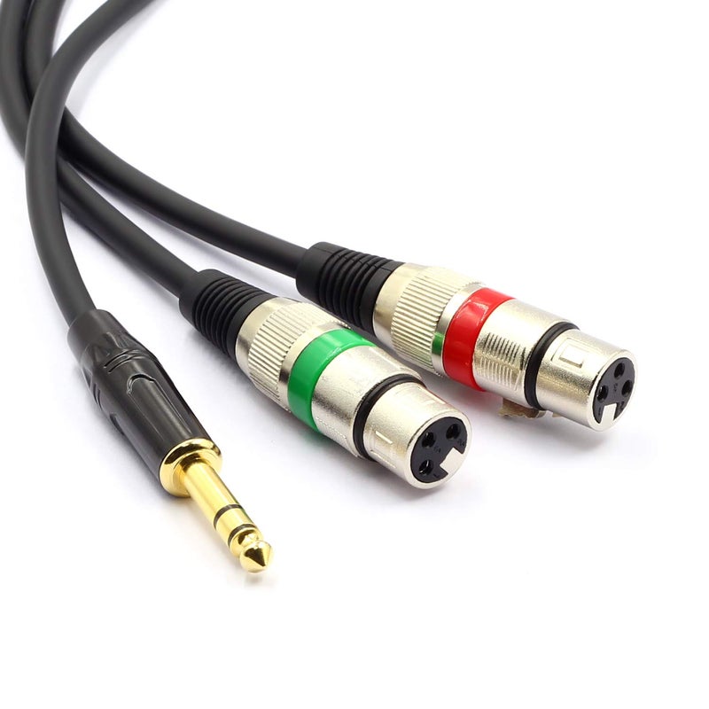 SiYear 6.35mm (1/4inch) TRS Male Plug to Dual XLR Female Microphone Stereo Unbalanced Audio Converter Adapter Y Splitte Cable Cord ï¼ˆ1.5Meters - Image 2